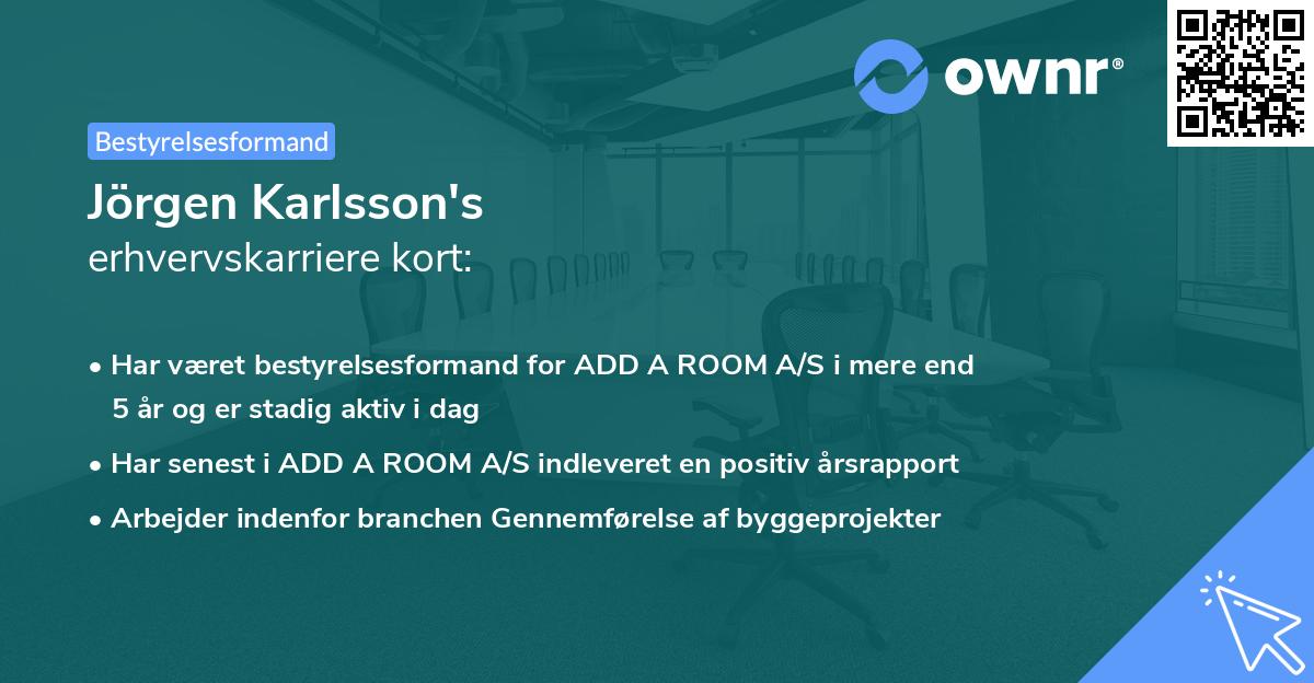 Jörgen Karlsson's erhvervskarriere kort