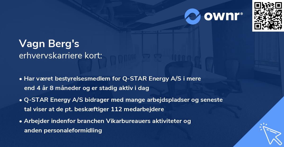 Vagn Berg's erhvervskarriere kort