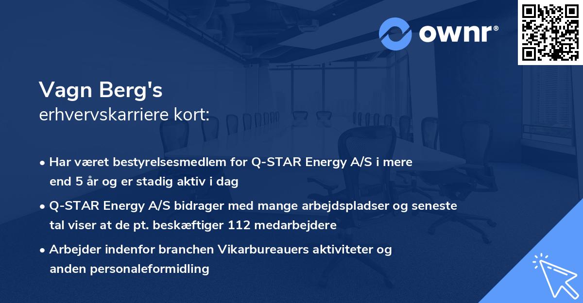 Vagn Berg's erhvervskarriere kort