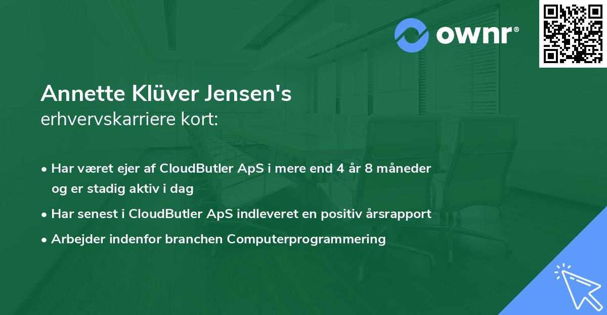 Annette Klüver Jensen's erhvervskarriere kort