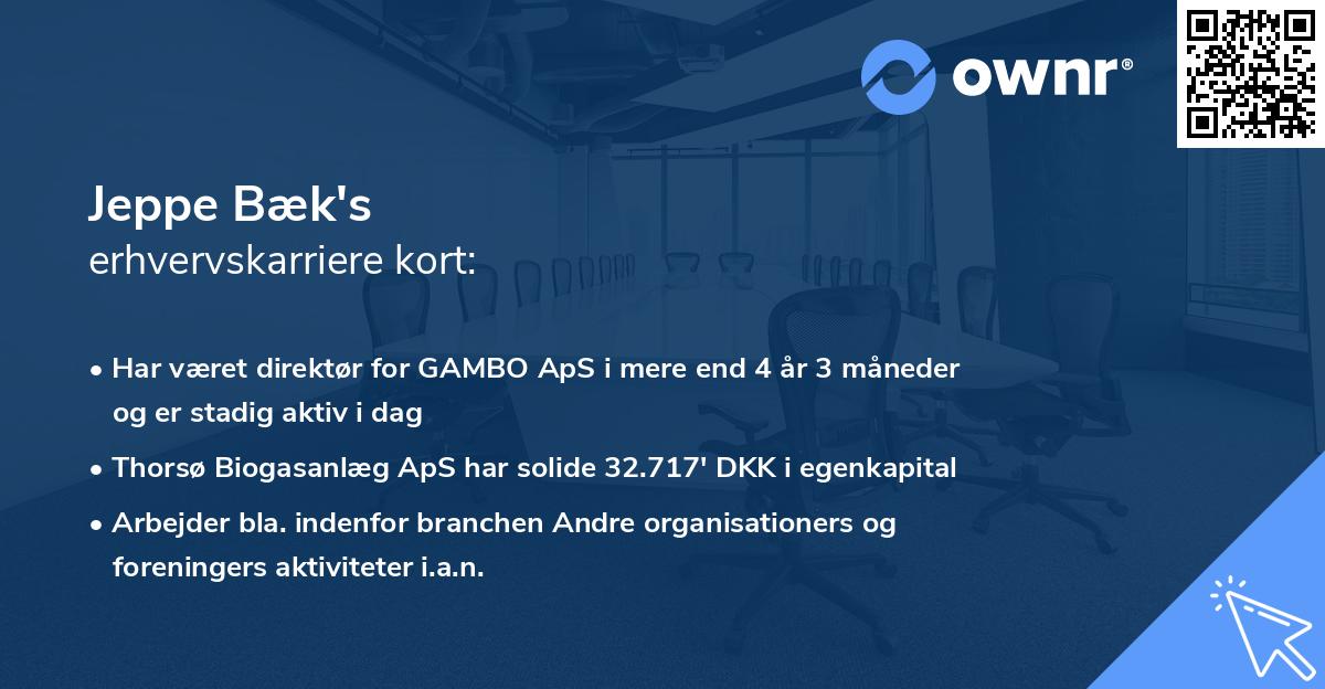 Jeppe Bæk's erhvervskarriere kort