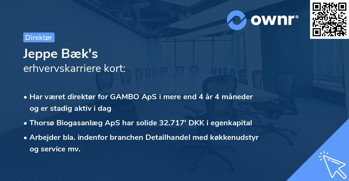 Jeppe Bæk's erhvervskarriere kort