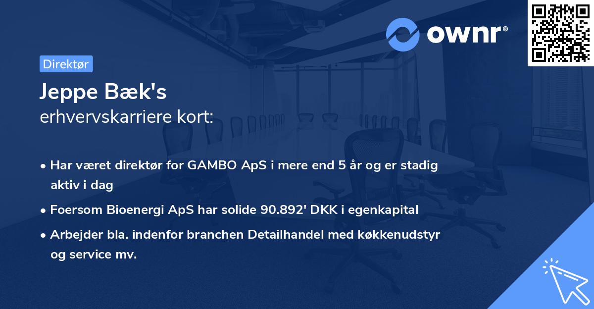 Jeppe Bæk's erhvervskarriere kort