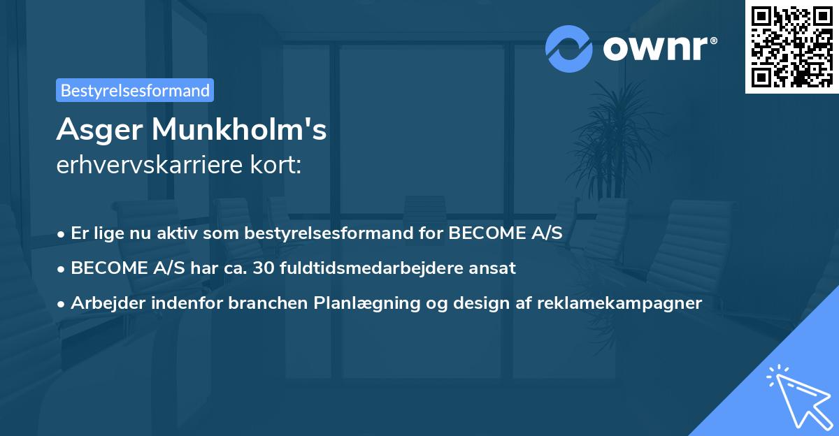 Asger Munkholm's erhvervskarriere kort