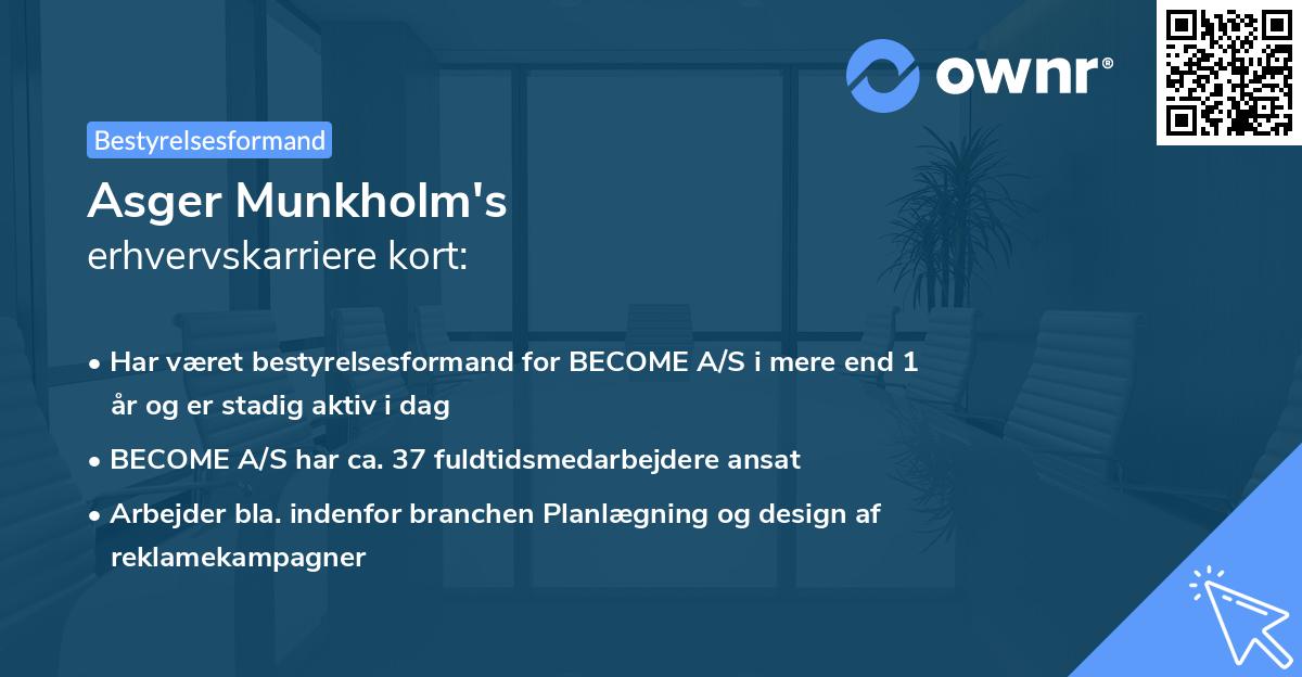 Asger Munkholm's erhvervskarriere kort