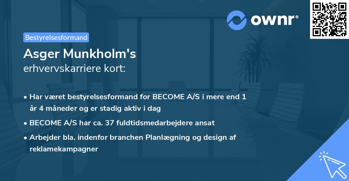 Asger Munkholm's erhvervskarriere kort