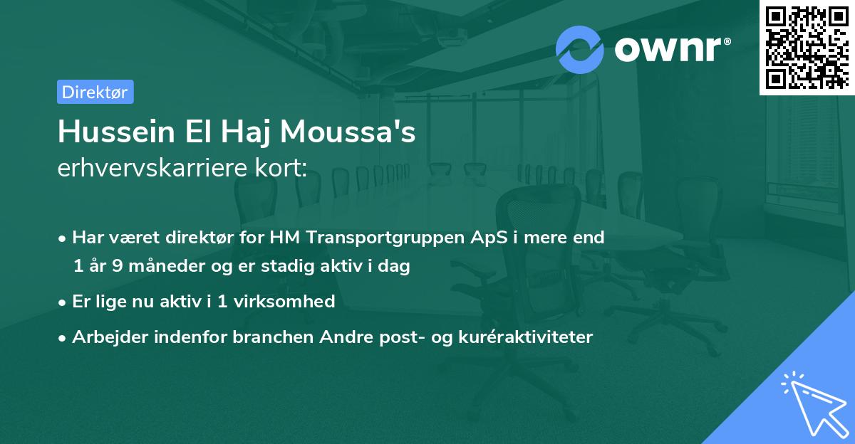 Hussein El Haj Moussa's erhvervskarriere kort