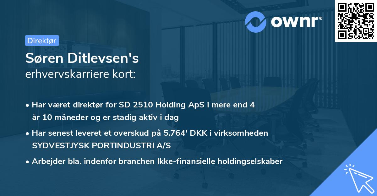 Søren Ditlevsen's erhvervskarriere kort