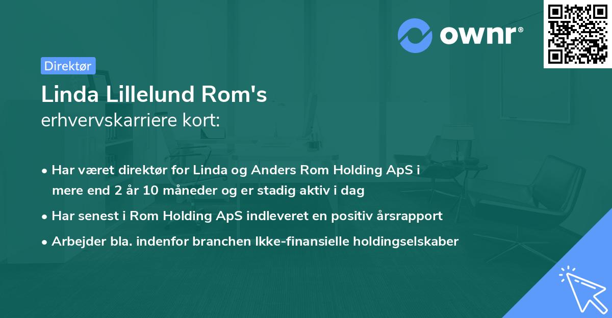 Linda Lillelund Rom's erhvervskarriere kort