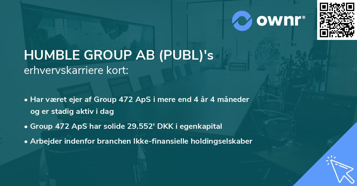 HUMBLE GROUP AB (PUBL)'s erhvervskarriere kort