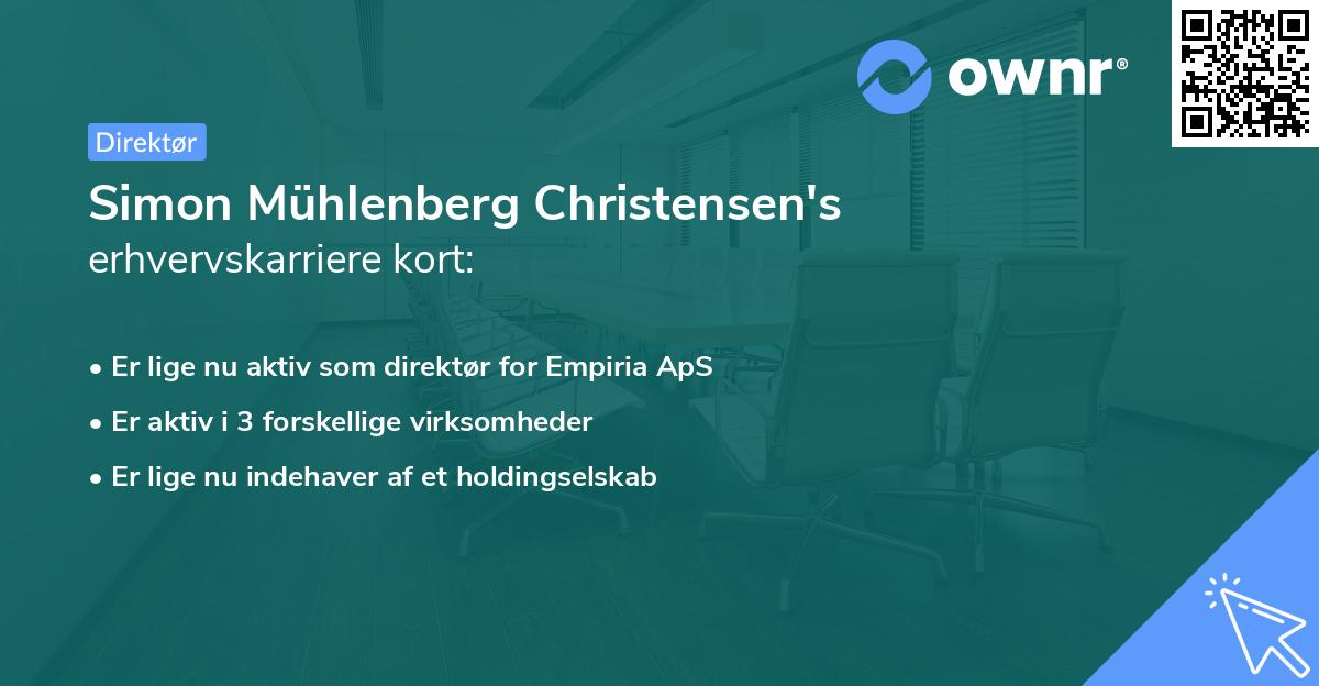 Simon Mühlenberg Christensen's erhvervskarriere kort