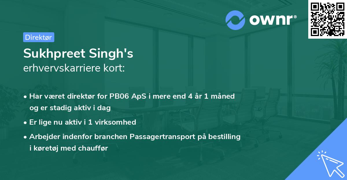 Sukhpreet Singh's erhvervskarriere kort