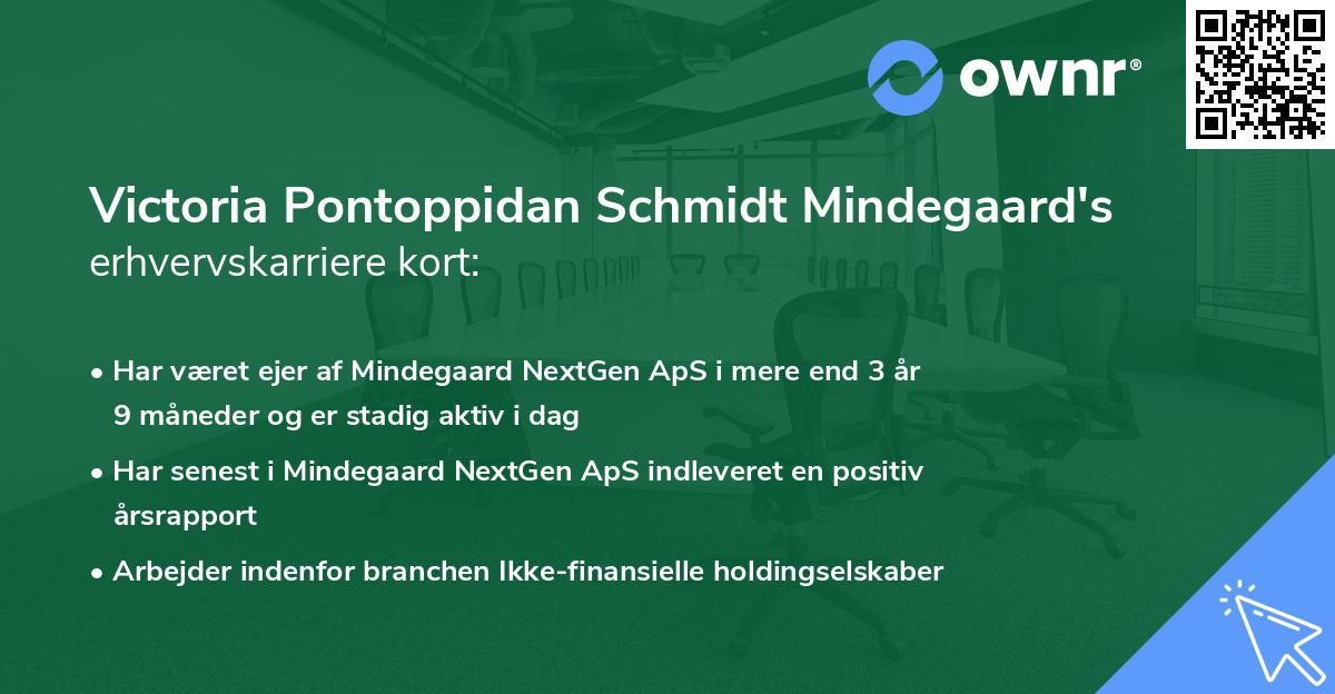 Victoria Pontoppidan Schmidt Mindegaard's erhvervskarriere kort