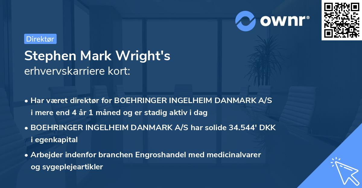 Stephen Mark Wright's erhvervskarriere kort