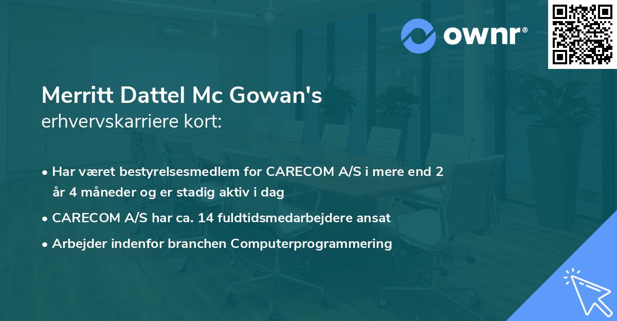 Merritt Dattel Mc Gowan's erhvervskarriere kort