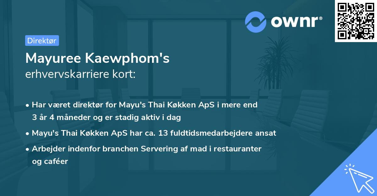 Mayuree Kaewphom's erhvervskarriere kort