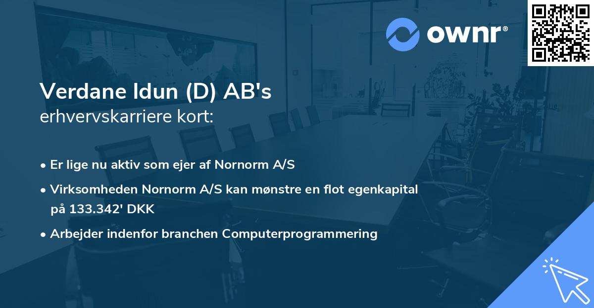 Verdane Idun (D) AB's erhvervskarriere kort