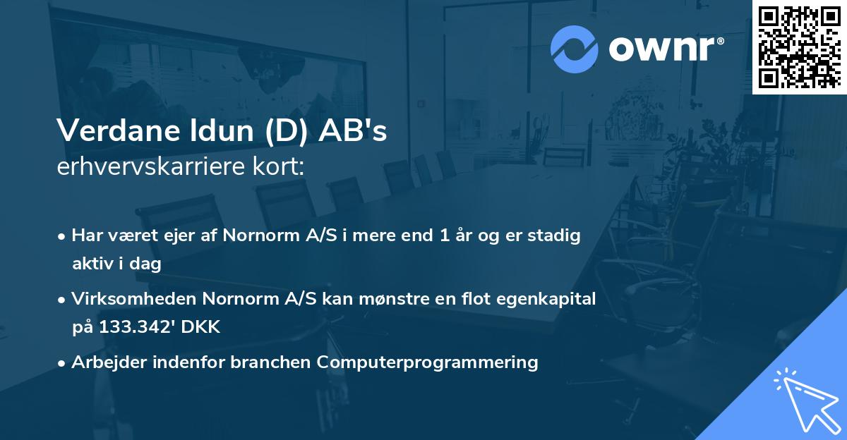 Verdane Idun (D) AB's erhvervskarriere kort