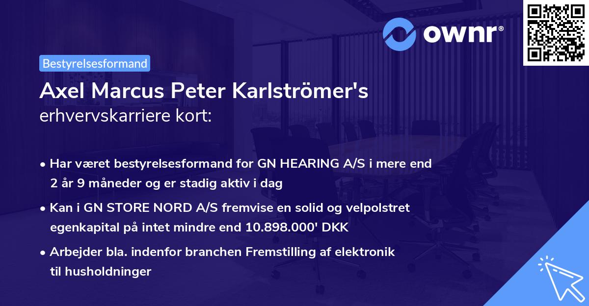 Axel Marcus Peter Karlströmer's erhvervskarriere kort