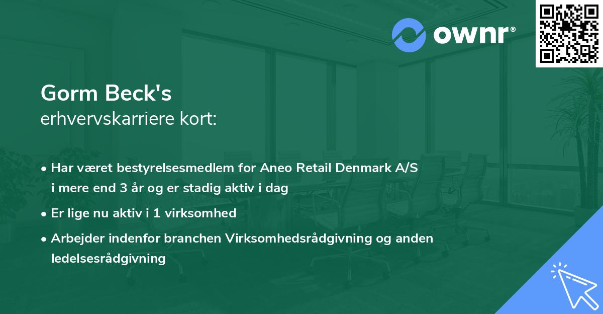 Gorm Beck's erhvervskarriere kort