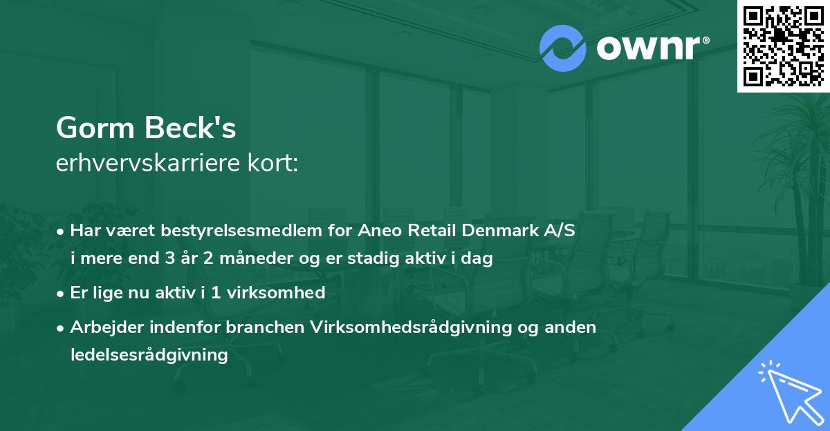Gorm Beck's erhvervskarriere kort