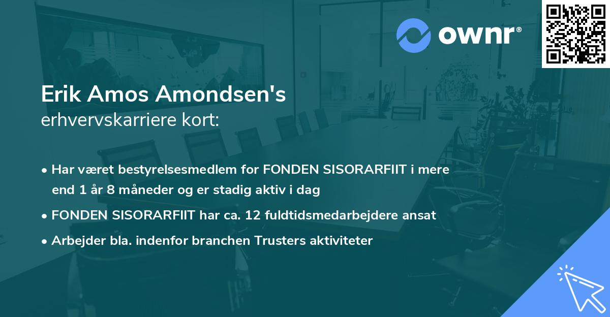 Erik Amos Amondsen's erhvervskarriere kort