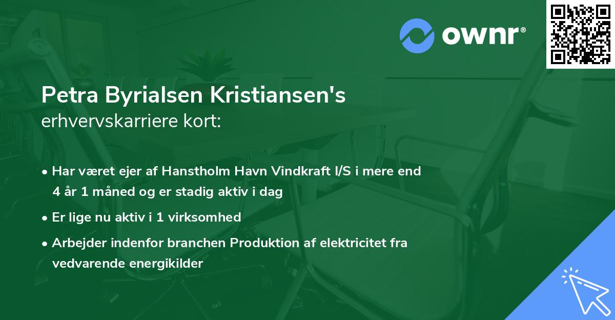 Petra Byrialsen Kristiansen's erhvervskarriere kort