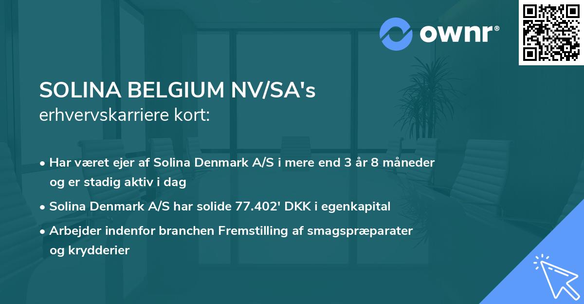 SOLINA BELGIUM NV/SA's erhvervskarriere kort