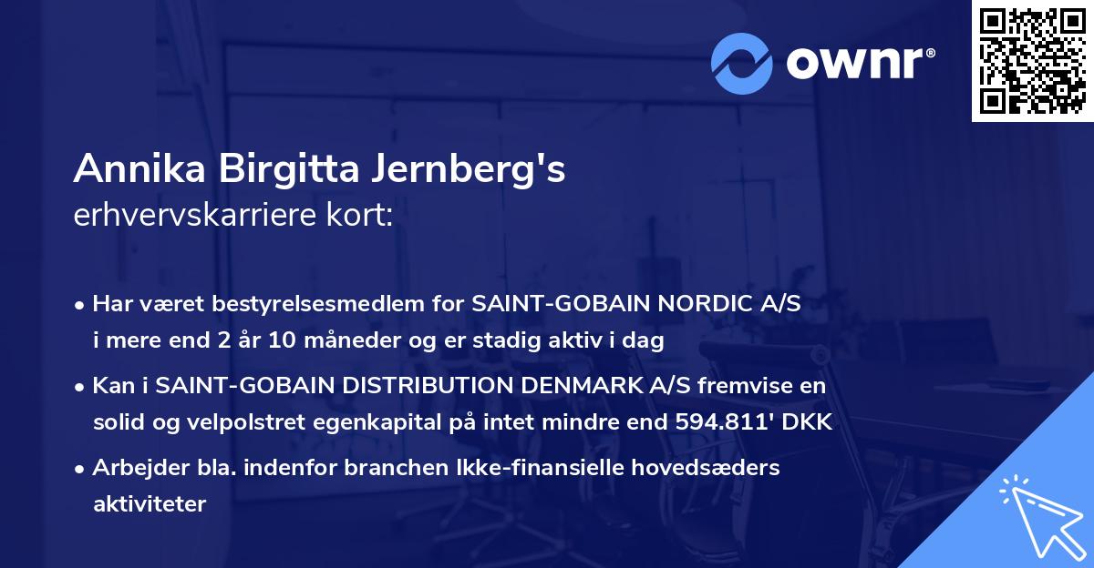 Annika Birgitta Jernberg's erhvervskarriere kort