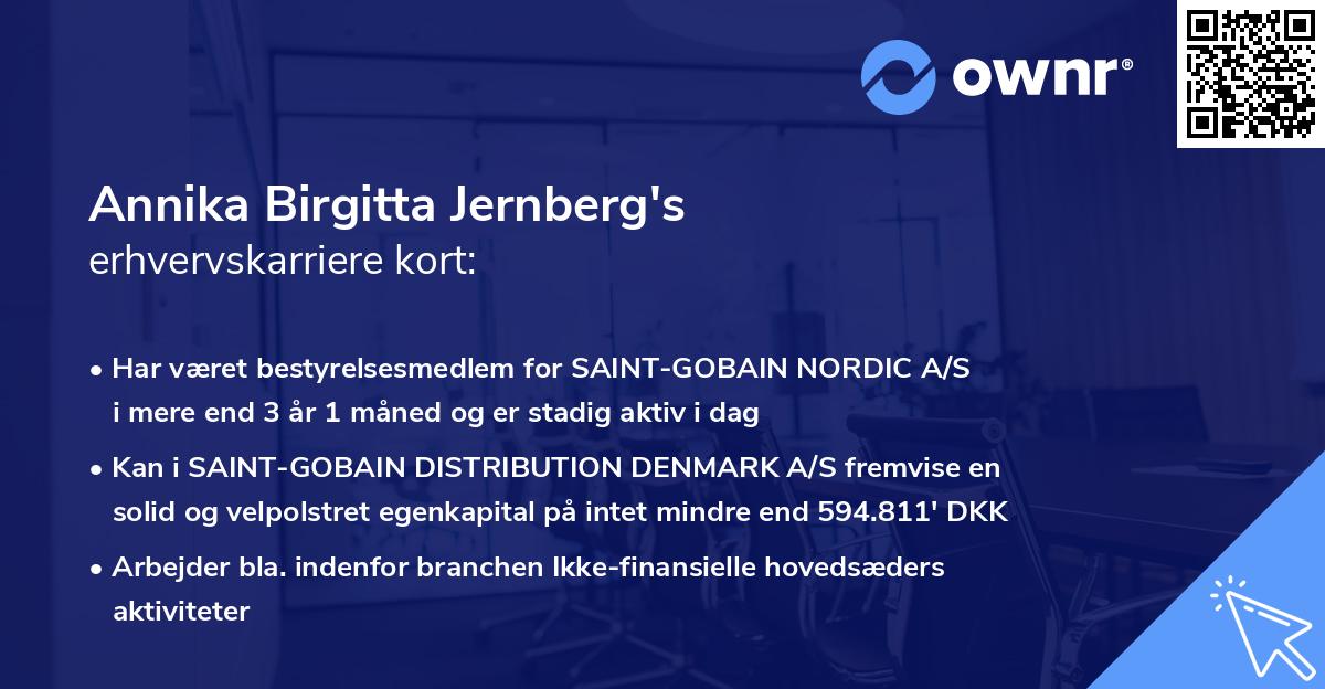 Annika Birgitta Jernberg's erhvervskarriere kort