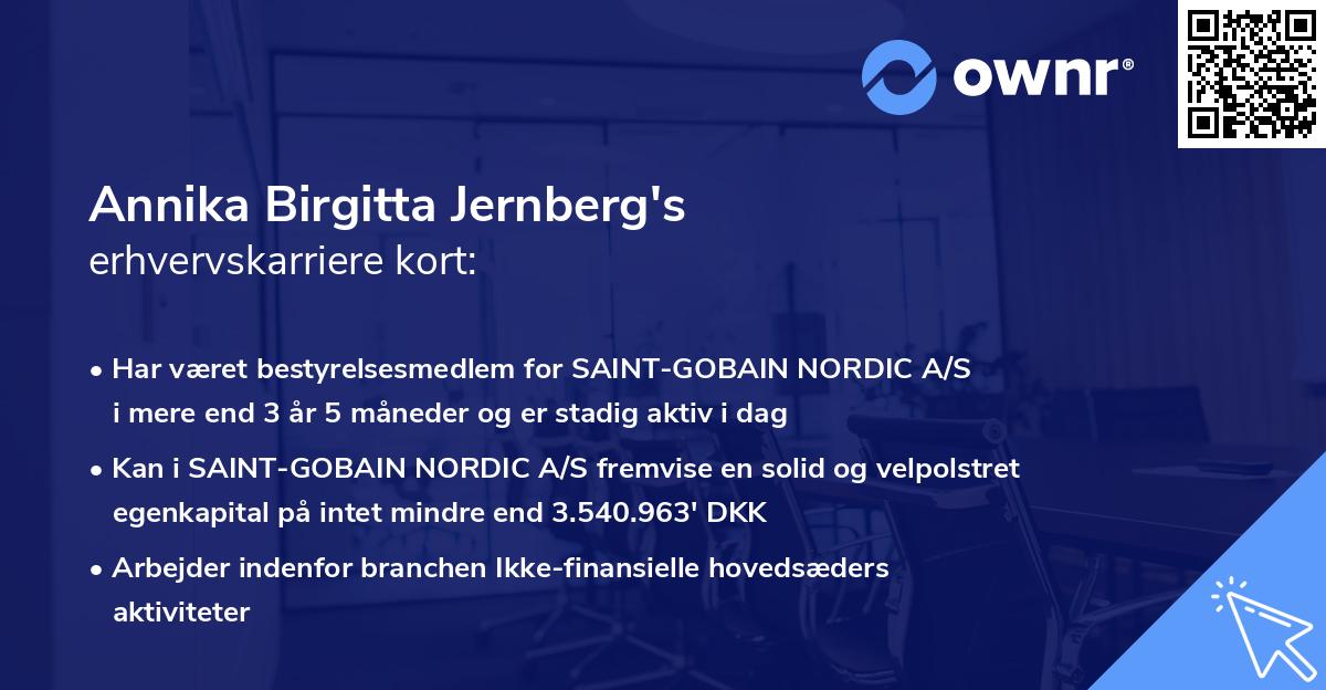 Annika Birgitta Jernberg's erhvervskarriere kort