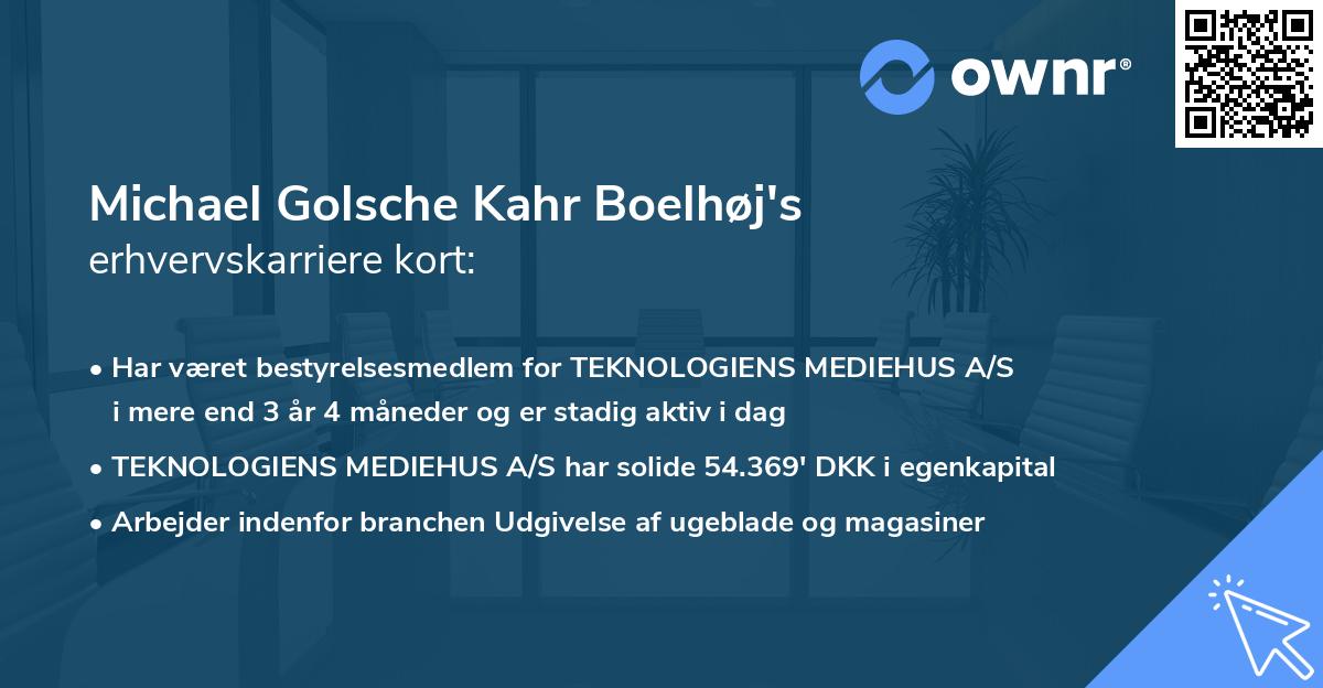 Michael Golsche Kahr Boelhøj's erhvervskarriere kort