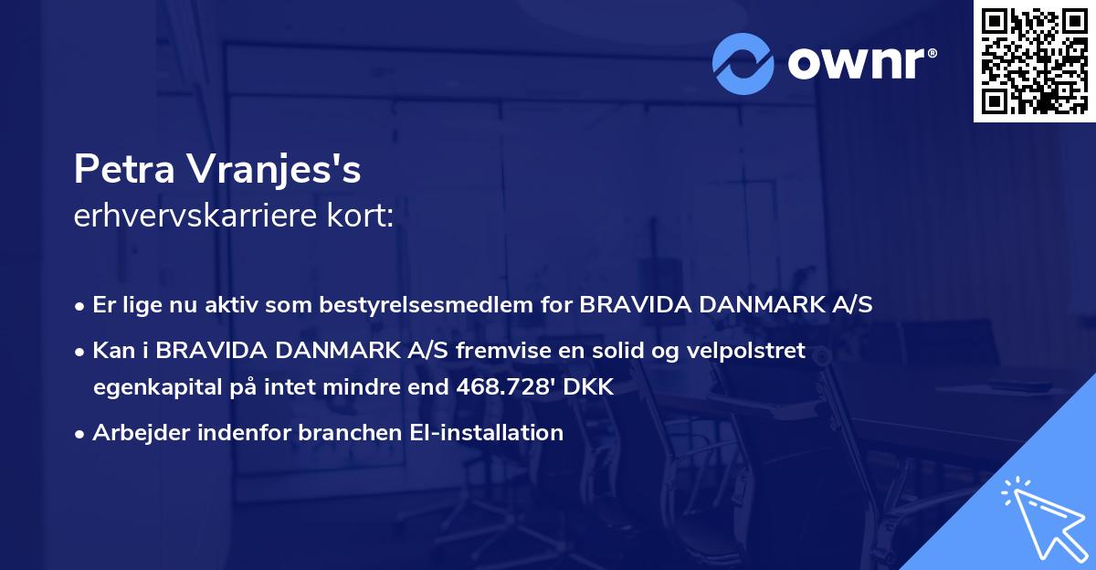 Petra Vranjes's erhvervskarriere kort