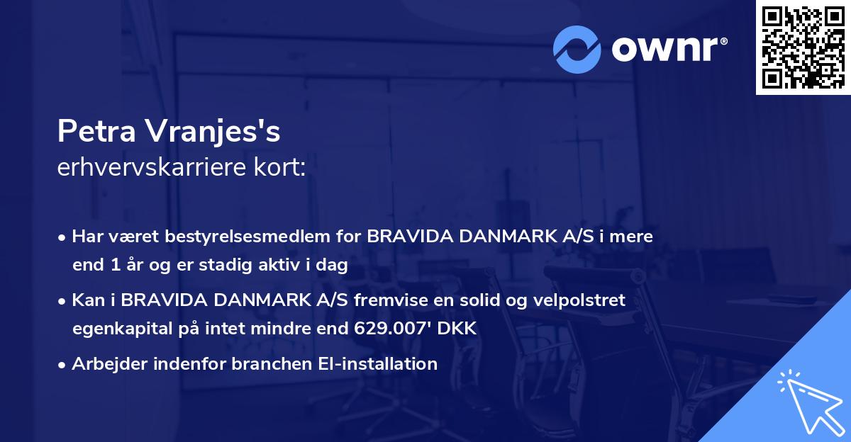 Petra Vranjes's erhvervskarriere kort