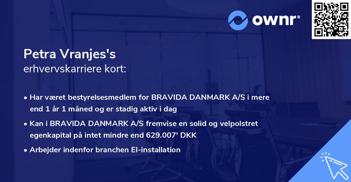 Petra Vranjes's erhvervskarriere kort