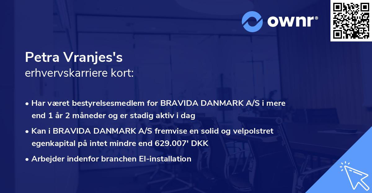 Petra Vranjes's erhvervskarriere kort