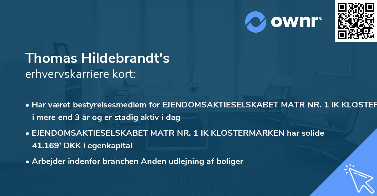 Thomas Hildebrandt's erhvervskarriere kort