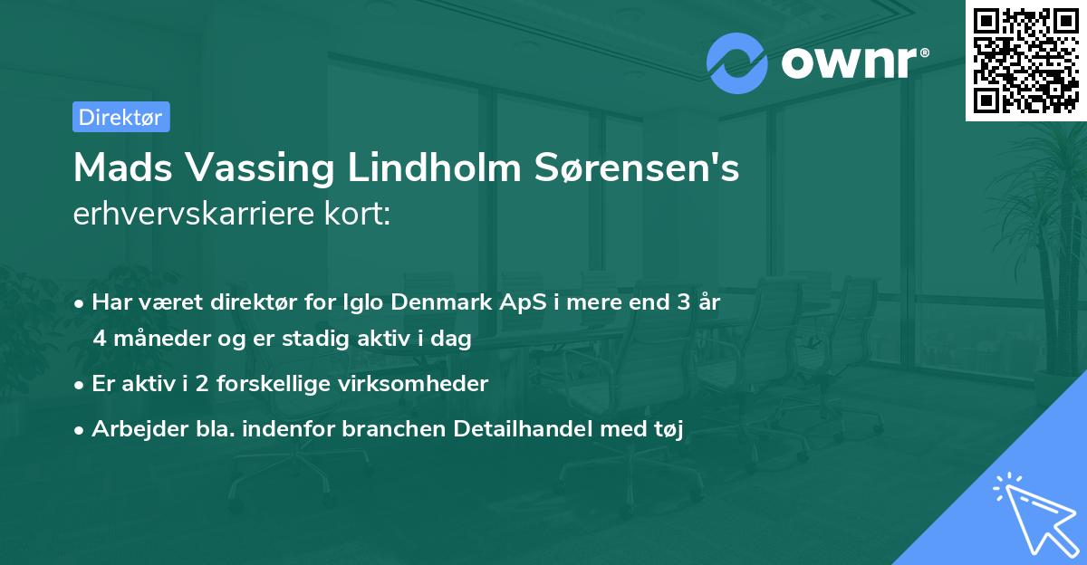 Mads Vassing Lindholm Sørensen's erhvervskarriere kort