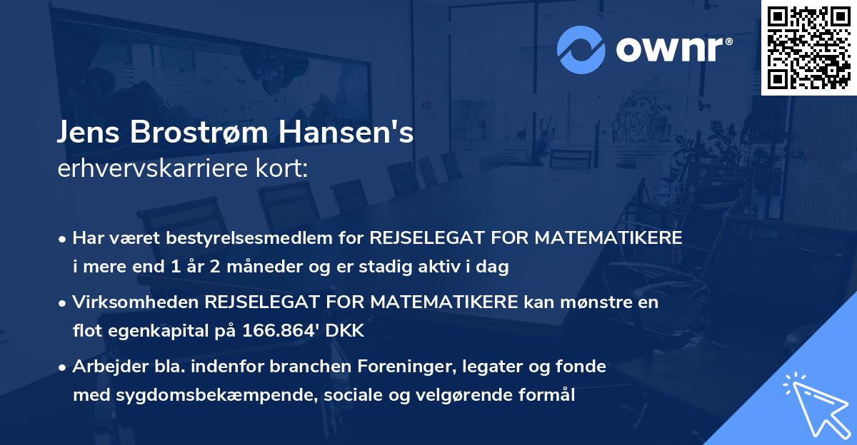 Jens Brostrøm Hansen's erhvervskarriere kort