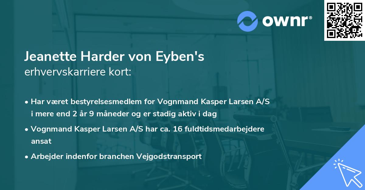 Jeanette Harder von Eyben's erhvervskarriere kort