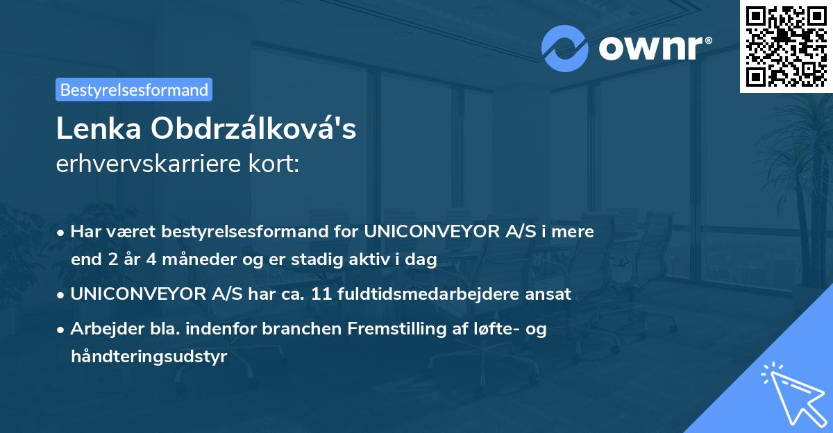 Lenka Obdrzálková's erhvervskarriere kort