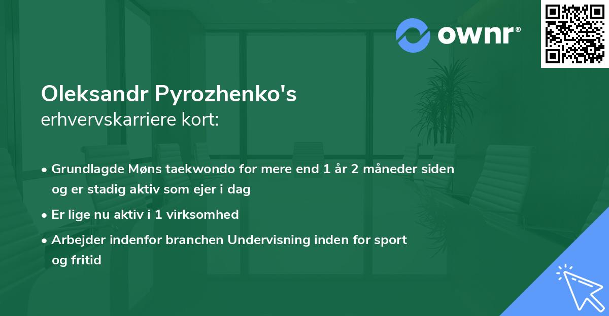 Oleksandr Pyrozhenko's erhvervskarriere kort