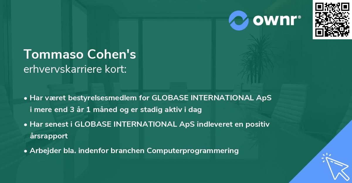 Tommaso Cohen's erhvervskarriere kort