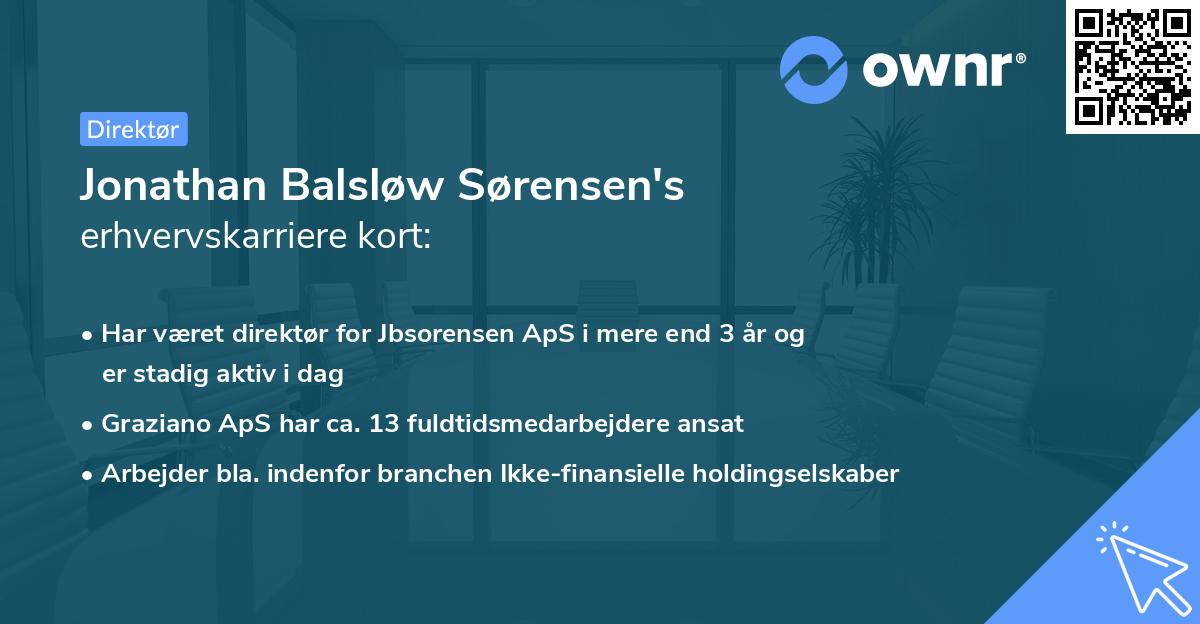 Jonathan Balsløw Sørensen's erhvervskarriere kort