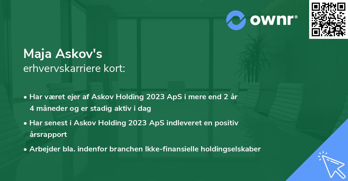 Maja Askov's erhvervskarriere kort