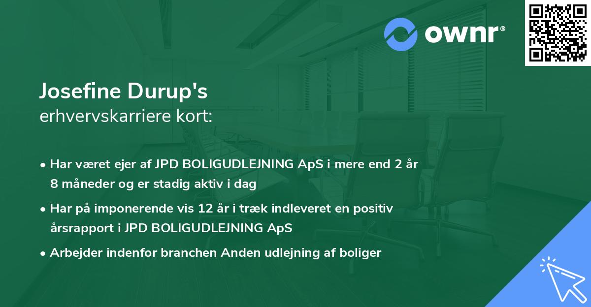 Josefine Durup's erhvervskarriere kort