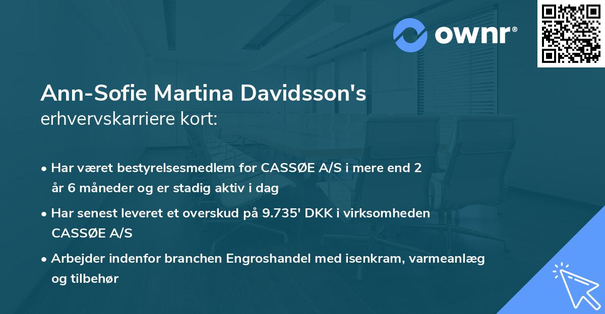 Ann-Sofie Martina Davidsson's erhvervskarriere kort