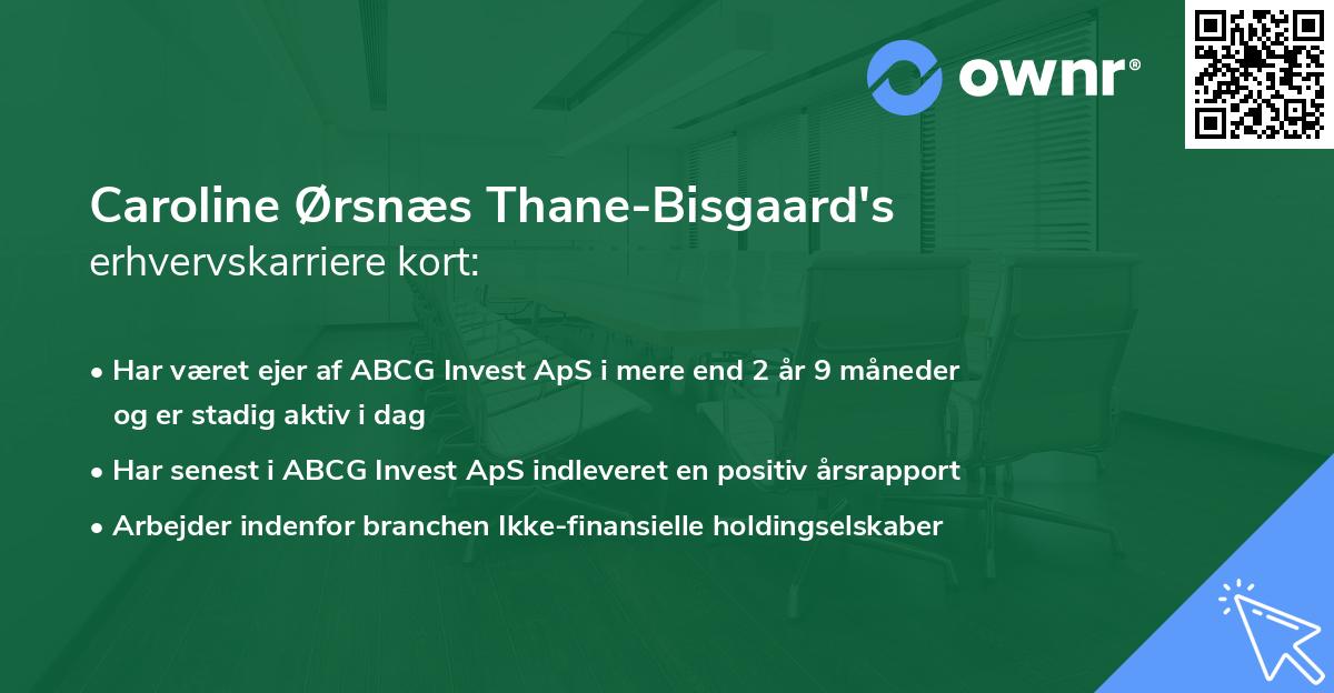 Caroline Ørsnæs Thane-Bisgaard's erhvervskarriere kort