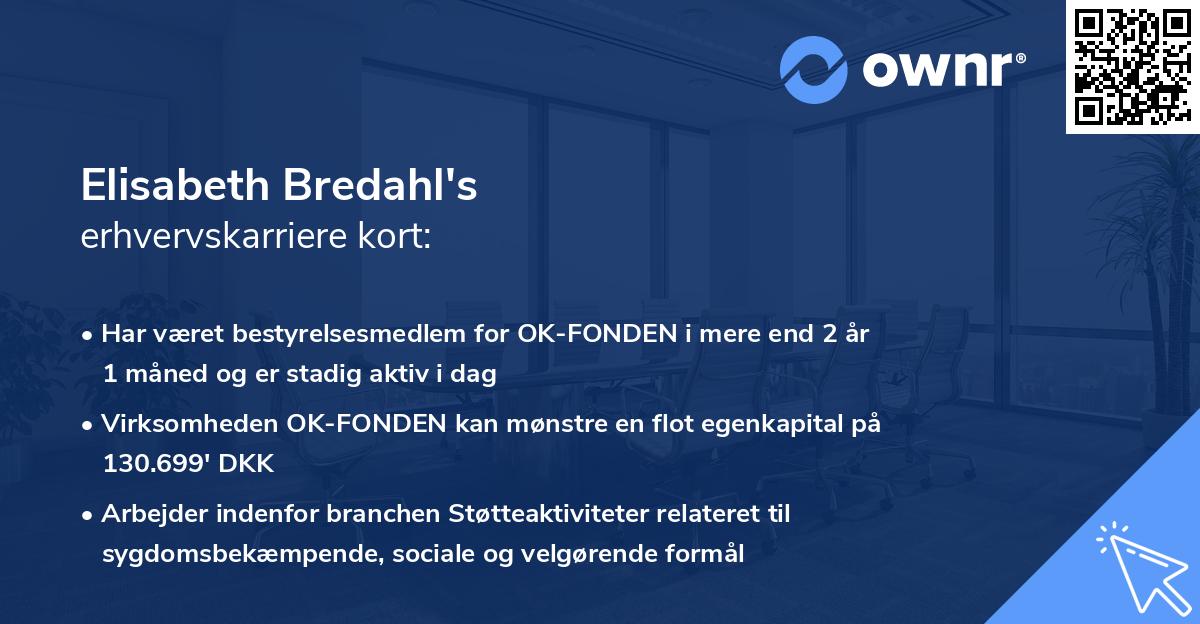 Elisabeth Bredahl's erhvervskarriere kort