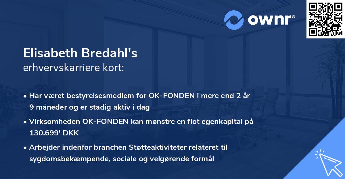 Elisabeth Bredahl's erhvervskarriere kort